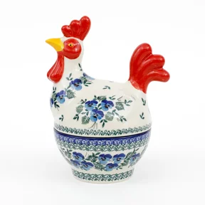 Pojemnik kogut D61 h-20,5 cm <br> 2273X Kobaltowe bratki